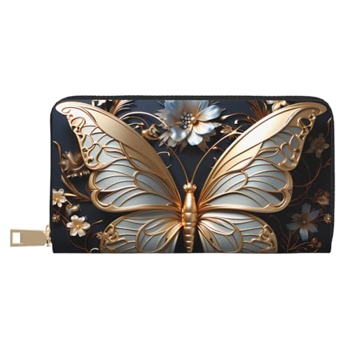 MOKESHN Gold Weiß Schmetterlinge Leder Geldbörse Unisex Lange Geldbörse Business Reißverschluss Mehrere Kartenfächer Große Kapazität Mode Casual Wallet MOKESHN Gold Weiß Schmetterlinge Leder Geldbörse Unisex Lange Geldbörse Business Reißverschluss Mehrere Kartenfächer Große Kapazität Mode Casual Wallet von MOKESHN