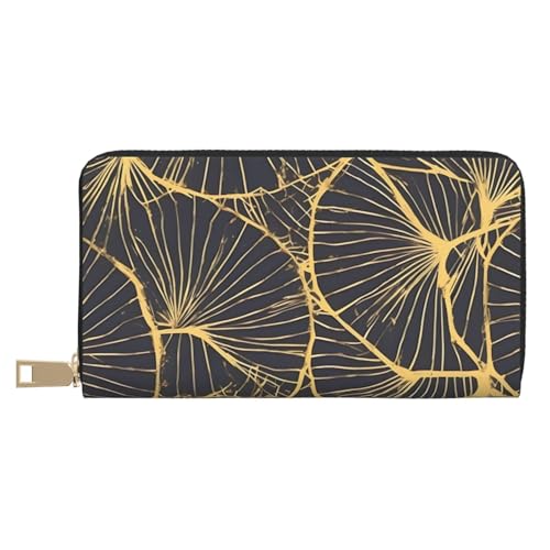 MOKESHN Golden Leaf Leder Geldbörse Unisex Lange Geldbörse Business Reißverschluss Mehrere Kartenfächer Große Kapazität Mode Lässige Brieftasche Weiß Einheitsgröße MOKESHN Golden Leaf Leder Geldbörse Unisex Lange Geldbörse Business Reißverschluss Mehrere Kartenfächer Große Kapazität Mode Lässige Brieftasche Weiß Einheitsgröße von MOKESHN