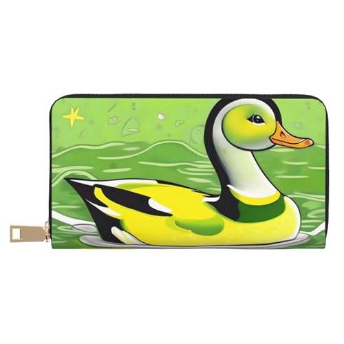 MOKESHN Green Duck Leder Geldbörse Unisex Lange Geldbörse Business Reißverschluss Mehrere Kartenfächer Große Kapazität Mode Lässige Brieftasche Weiß Einheitsgröße MOKESHN Green Duck Leder Geldbörse Unisex Lange Geldbörse Business Reißverschluss Mehrere Kartenfächer Große Kapazität Mode Lässige Brieftasche Weiß Einheitsgröße von MOKESHN