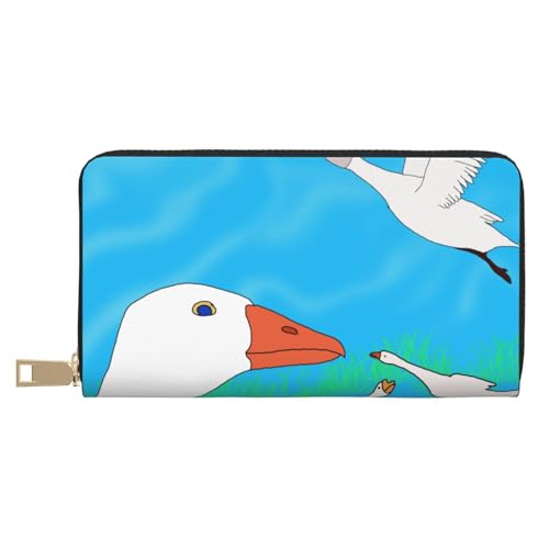 MOKESHN Happy White Goose Leder Geldbörse Unisex Lange Geldbörse Business Reißverschluss Mehrere Kartenfächer Große Kapazität Mode Casual Wallet Weiß One Size MOKESHN Happy White Goose Leder Geldbörse Unisex Lange Geldbörse Business Reißverschluss Mehrere Kartenfächer Große Kapazität Mode Casual Wallet Weiß One Size von MOKESHN