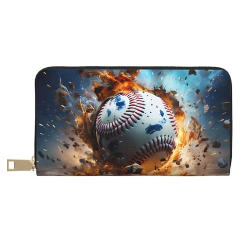 MOKESHN Hot Baseball Leder Geldbörse Unisex Lange Geldbörse Business Reißverschluss Mehrere Kartenfächer Große Kapazität Mode Lässige Brieftasche Weiß Einheitsgröße von MOKESHN