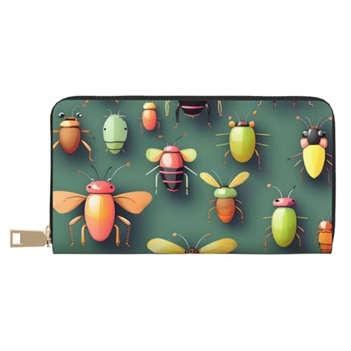 MOKESHN Insect Atlas Geldbörse Leder Unisex Lange Geldbörse Business Reißverschluss Mehrere Kartenfächer Große Kapazität Mode Casual Wallet Weiß Einheitsgröße von MOKESHN