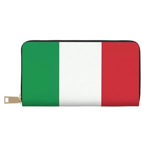 MOKESHN Italien Flagge Leder Geldbörse Unisex Lange Geldbörse Business Reißverschluss Mehrere Kartenfächer Große Kapazität Mode Lässige Brieftasche Weiß Weiß Einheitsgröße von MOKESHN