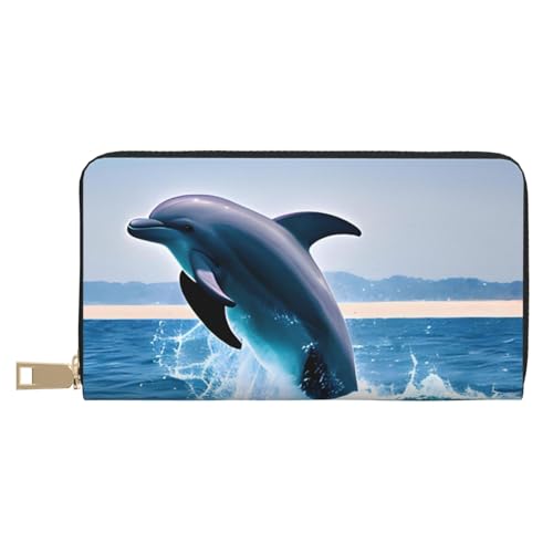 MOKESHN Jumping Up Delphins Leder Geldbörse Unisex Lange Geldbörse Business Reißverschluss Mehrere Kartenfächer Große Kapazität Mode Casual Wallet Weiß One Size MOKESHN Jumping Up Delphins Leder Geldbörse Unisex Lange Geldbörse Business Reißverschluss Mehrere Kartenfächer Große Kapazität Mode Casual Wallet Weiß One Size von MOKESHN