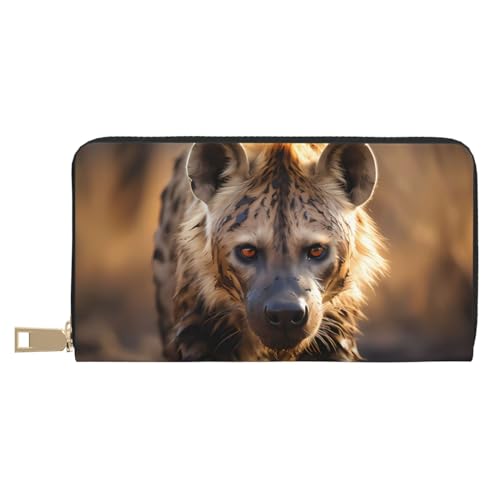 MOKESHN LONE HYENA Leder Geldbörse Unisex Lange Geldbörse Business Reißverschluss Mehrere Kartenfächer Große Kapazität Mode Casual Wallet Weiß One Size von MOKESHN