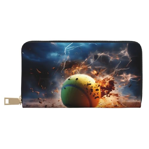 MOKESHN Lightning Tennis Leder Geldbörse Unisex Lange Geldbörse Business Reißverschluss Mehrere Kartenfächer Große Kapazität Mode Casual Wallet Weiß von MOKESHN