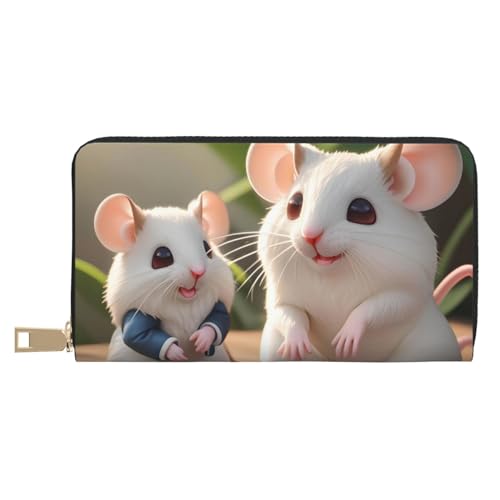 MOKESHN Mutter und Kind Ratten Leder Geldbörse Unisex Lange Geldbörse Business Reißverschluss Mehrere Kartenfächer Große Kapazität Mode Lässige Brieftasche von MOKESHN