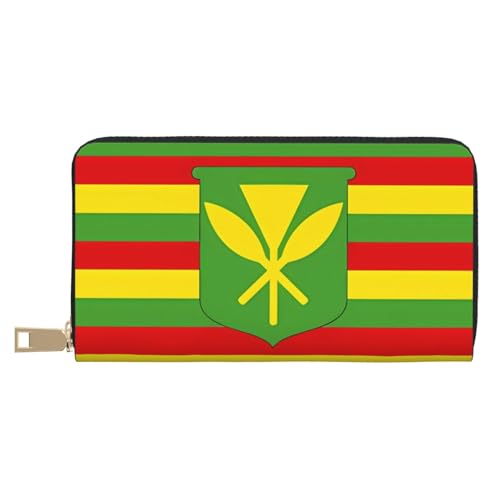 MOKESHN Native Hawaii-Flagge Leder Geldbörse Unisex Lange Geldbörse Business Reißverschluss Mehrere Kartenfächer Große Kapazität Mode Lässig Brieftasche Weiß Einheitsgröße von MOKESHN