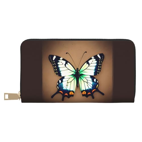 MOKESHN Niedliche kleine Schmetterling Leder Geldbörse Unisex Lange Geldbörse Business Reißverschluss Mehrere Kartenfächer Große Kapazität Mode Casual Wallet Weiß Einheitsgröße von MOKESHN