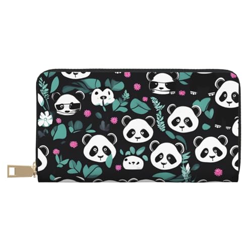 MOKESHN Panda Cute Face Leder Geldbörse Unisex Lange Geldbörse Business Reißverschluss Mehrere Kartenfächer Große Kapazität Mode Casual Wallet von MOKESHN