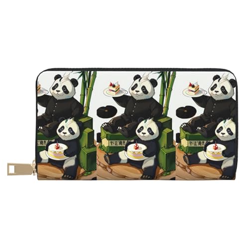 MOKESHN Pandas Of Father And Son Leder Geldbörse Unisex Lange Geldbörse Business Reißverschluss Mehrere Kartenfächer Große Kapazität Mode Casual Wallet Weiß One Size von MOKESHN