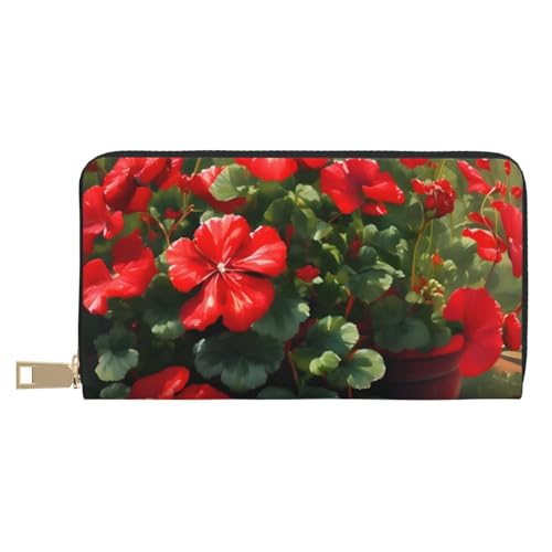 MOKESHN Red Geraniums Ledergeldbörse Unisex Lange Geldbörse Business Reißverschluss Mehrere Kartenfächer Große Kapazität Mode Casual Wallet Weiß Einheitsgröße MOKESHN Red Geraniums Ledergeldbörse Unisex Lange Geldbörse Business Reißverschluss Mehrere Kartenfächer Große Kapazität Mode Casual Wallet Weiß Einheitsgröße von MOKESHN