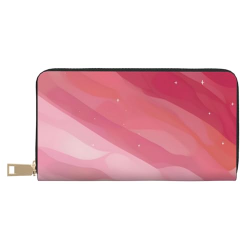 MOKESHN Rosa Farbverlauf Stil Leder Geldbörse Unisex Lange Geldbörse Business Reißverschluss Mehrere Kartenfächer Große Kapazität Mode Casual Wallet Weiß Einheitsgröße von MOKESHN
