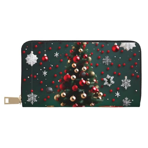 MOKESHN Runde Kugel Weihnachtsbaum Leder Geldbörse Unisex Lange Geldbörse Business Reißverschluss Mehrere Kartenfächer Große Kapazität Mode Casual Wallet Weiß Einheitsgröße von MOKESHN