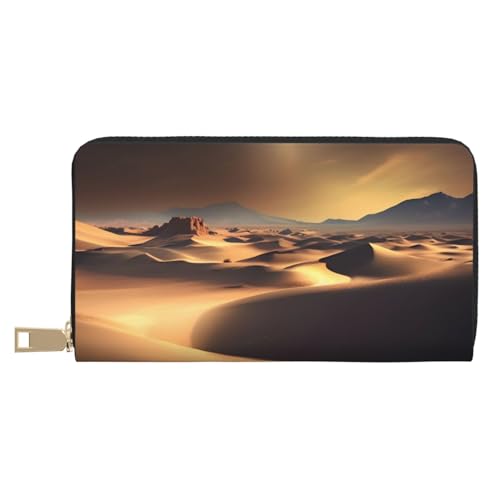 MOKESHN Sahara Desert Leder Geldbörse Unisex Lange Geldbörse Business Reißverschluss Mehrere Kartenfächer Große Kapazität Mode Lässige Brieftasche Weiß von MOKESHN