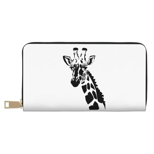 MOKESHN Schwarz und Weiß Giraffe Leder Geldbörse Unisex Lange Geldbörse Business Reißverschluss Mehrere Kartenfächer Große Kapazität Mode Casual Wallet Weiß Einheitsgröße von MOKESHN