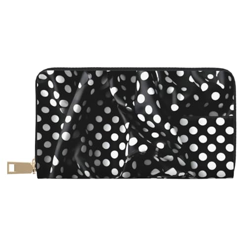 MOKESHN Schwarz und Weiß Wellpappe Punkte Leder Geldbörse Unisex Lange Geldbörse Business Reißverschluss Mehrere Kartenfächer Große Kapazität Mode Casual Wallet Weiß Einheitsgröße von MOKESHN