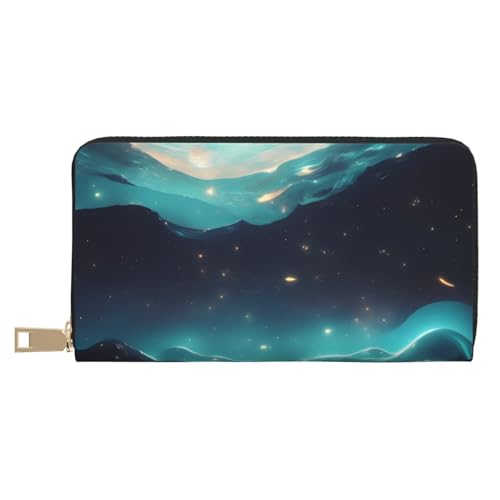 MOKESHN Science Fiction Stars Leder Geldbörse Unisex Lange Geldbörse Business Reißverschluss Mehrere Kartenfächer Große Kapazität Mode Casual Wallet Weiß Einheitsgröße von MOKESHN