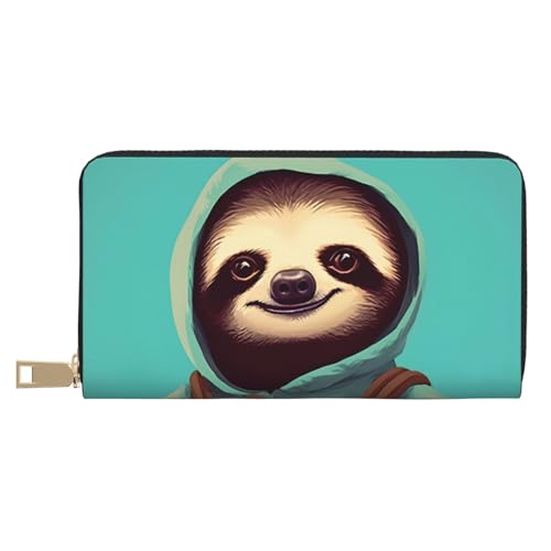 MOKESHN Slothful Student Leder Geldbörse Unisex Lange Geldbörse Business Reißverschluss Mehrere Kartenfächer Große Kapazität Mode Lässige Brieftasche von MOKESHN