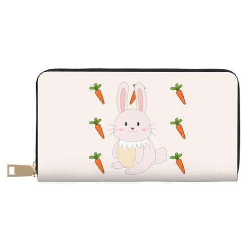 MOKESHN Smiling Rabbit Leder Geldbörse Unisex Lange Geldbörse Business Reißverschluss Mehrere Kartenfächer Große Kapazität Mode Casual Wallet von MOKESHN