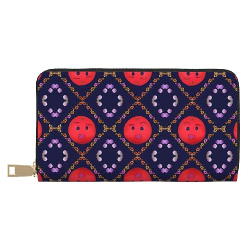 MOKESHN Smiling Red Oranges Leder Geldbörse Unisex Lange Geldbörse Business Reißverschluss Mehrere Kartenfächer Große Kapazität Mode Casual Wallet Weiß Weiß Einheitsgröße Casual von MOKESHN