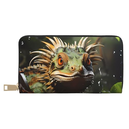 MOKESHN Spiny Lizards Leder Geldbörse Unisex Lange Geldbörse Business Reißverschluss Mehrere Kartenfächer Große Kapazität Mode Lässige Brieftasche von MOKESHN
