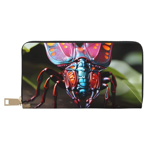 MOKESHN Strange Insects Ledergeldbörse Unisex Lange Geldbörse Business Reißverschluss Mehrere Kartenfächer Große Kapazität Mode Casual Wallet Weiß von MOKESHN