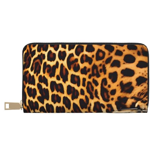 MOKESHN Streifen auf Leoparden Leder Geldbörse Unisex Lange Geldbörse Business Reißverschluss Mehrere Kartenfächer Große Kapazität Mode Casual Wallet Weiß One Size von MOKESHN