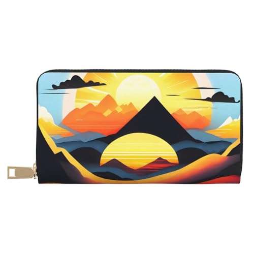 MOKESHN Sunrise Mountain Leder Geldbörse Unisex Lange Geldbörse Business Reißverschluss Mehrere Kartenfächer Große Kapazität Mode Casual Wallet MOKESHN Sunrise Mountain Leder Geldbörse Unisex Lange Geldbörse Business Reißverschluss Mehrere Kartenfächer Große Kapazität Mode Casual Wallet von MOKESHN