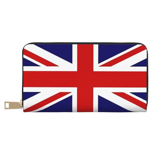 MOKESHN UK Flag Leder Geldbörse Unisex Lange Geldbörse Business Reißverschluss Mehrere Kartenfächer Große Kapazität Mode Casual Wallet Weiß von MOKESHN