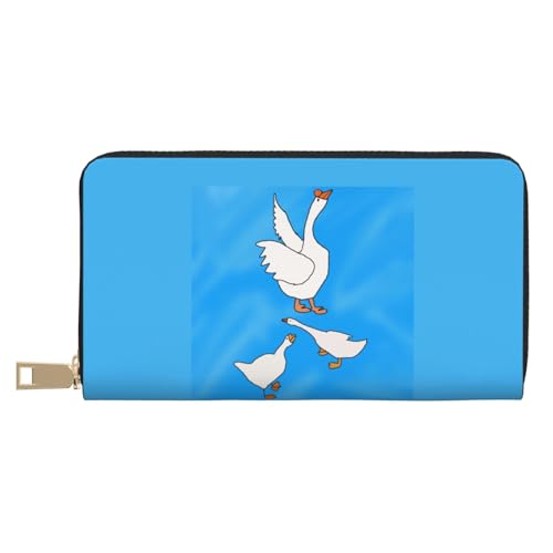 MOKESHN White Goose House Leder Geldbörse Unisex Lange Geldbörse Business Reißverschluss Mehrere Kartenfächer Große Kapazität Mode Lässige Brieftasche von MOKESHN