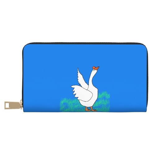 MOKESHN White Goose Spread Its Wings Leder Geldbörse Unisex Lange Geldbörse Business Reißverschluss Mehrere Kartenfächer Große Kapazität Mode Casual Wallet Weiß One Size von MOKESHN