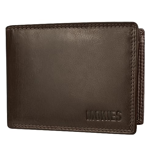 MOKIES Geldbörse Herren G305 mit RFID Schutz Leder - Querformat - Portmonee für Männer - Brieftasche Wallet (Braun, klein) von MOKIES