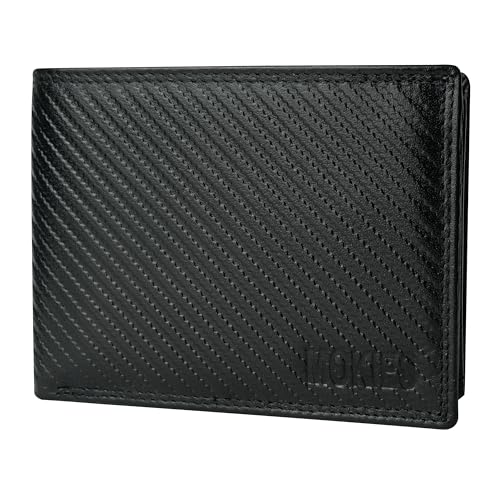 MOKIES Geldbörse Herren G305 mit RFID Schutz Leder - Querformat - Portmonee für Männer - Brieftasche Wallet (Carbon schwarz) von MOKIES