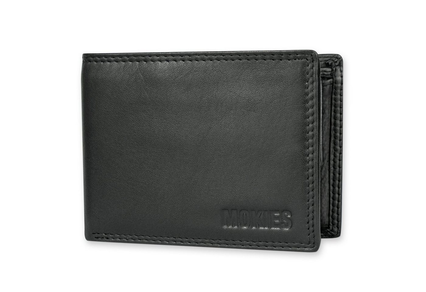 MOKIES Geldbörse Herren Portemonnaie GN104 Premium Nappa (querformat), 100% Echt-Leder, Premium Nappa-Leder, RFID-/NFC-Schutz, Geschenkbox von MOKIES