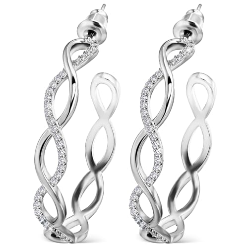 MOKKHNB 1 Paar Kleine Silberne Creolen für Damen Robuste Ohrringe Echtem Silber mit Polierter Oberfläche für Langlebig und Stylish von MOKKHNB