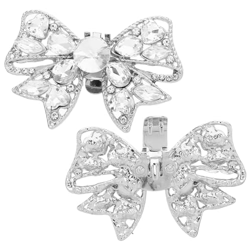 MOKKHNB 1 Paar Schuhclips Damen mit Schleifen Design Abnehmbare Glitzer Schuhschnallen für Hochzeiten und Besondere Anlässe Elegantes mit Funkelnden Strasssteinen für Pumps und Ballerinas von MOKKHNB