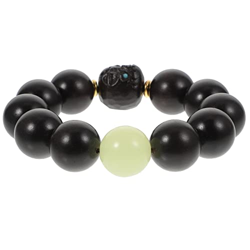 MOKKHNB 1 Stück Schwarze Buddhistischer Unisex Luminous Armband Handgefertigte Holzperlenkette zur Stressreduktion für Männer und Frauen Robust und von MOKKHNB