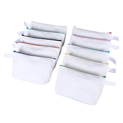 MOKKHNB 10 Stück Teiliges Canvas Schminktaschen mit Reißverschluss Robuste DIY Kosmetiktaschen und Reise Organizer Vielseitige Makeup Toilettentaschen für Damen und Herren von MOKKHNB