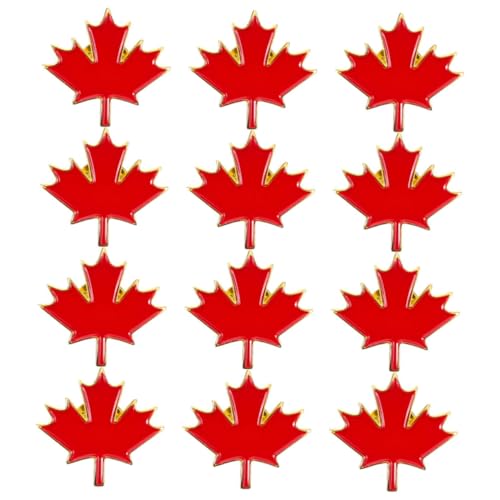 MOKKHNB 12 Stück Teiliges Ahornblatt Emaille Brosche Metall Anstecknadel Flagge Design Langlebig Vielseitig für Kleidung Taschen Hüte und Jacken von MOKKHNB