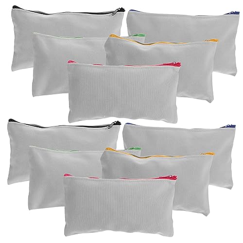 MOKKHNB 15Stücke DIY Sublimation Canvas Taschen Teilig Leere Reißverschluss Make Up und Bleistiftbeutel für Designs mit Bunten Reißverschlüssen von MOKKHNB