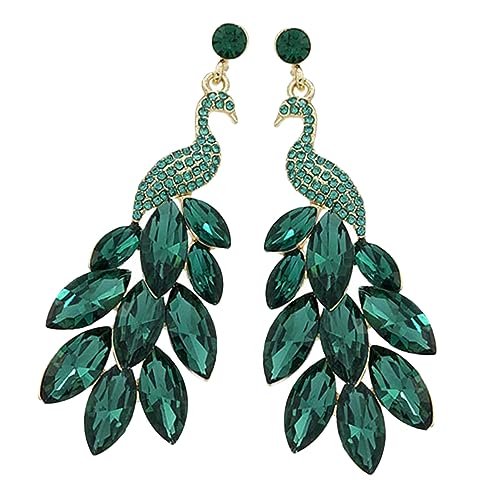 MOKKHNB 1Paar Dangle Ohrringe für Frauen Vintage Kristallohrringe mit Pfauenschmuck Ohrhänger im Ethno für Partykleider Festliche Anlässe Leicht von MOKKHNB