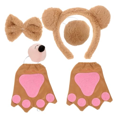 MOKKHNB 1satz Tierkostüm Bärenohren Handstulpen Und Nasen-accessoire Süßes Kuscheliges Outfit Für Partys Fasching Und Cosplay Für Und Kreative Kostüme von MOKKHNB
