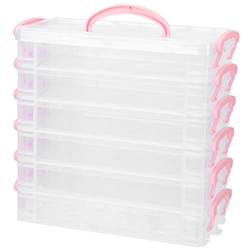 MOKKHNB Stapelbare Bleistiftbox Kunststoff 6-Lagiger Stifte Organizer für Kinder Transparenter Federmäppchen Vielseitiger Bleistiftbehälter für Schule und Büro Platzsparend von MOKKHNB