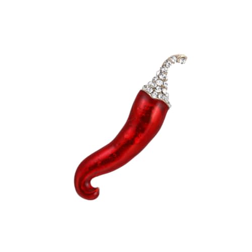 MOKKHNB Kreative Chili-förmige Brosche Für Damen Rhinestone-besatz Langlebige Anstecknadel Im Pflanzen-design Für Taschen Hüte Oder Kleidung Rotes Accessoire Für Eleganten Stil von MOKKHNB