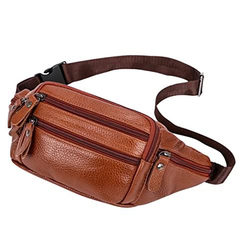 MOKKHNB Herren Brusttasche Echtleder Umhängetasche Schulterrucksack Sling Tasche für Reisen und Freizeit von MOKKHNB