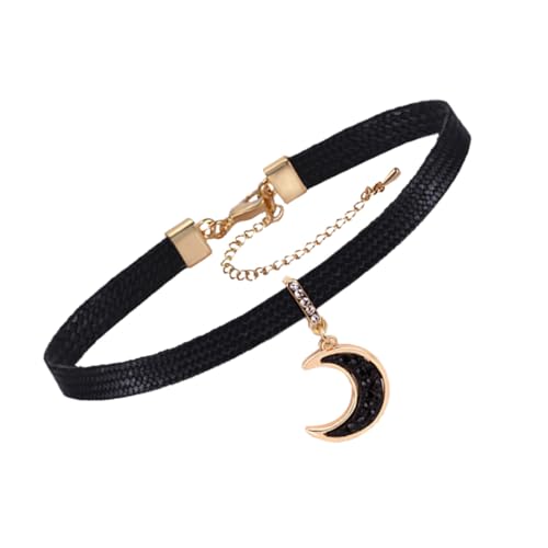 MOKKHNB 1Stück Kurzes Schwarzes für Stilvolle Choker Halskette Eleganter Halsschmuck für Party Hautfreundliches Material Einfache An Ausziehfunktion von MOKKHNB