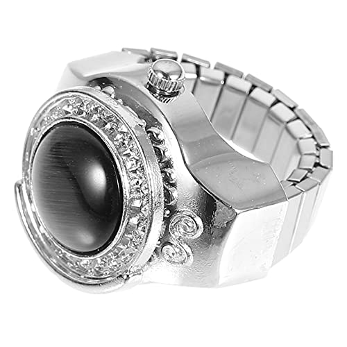 MOKKHNB Quarz Fingeruhr für Damen und Herren Lässige Ringuhr Elastisches Band Handgefertigt Festivalgeschenk Retro Design von MOKKHNB