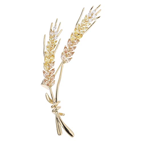 MOKKHNB 1Stück Stylische Weizenbrosche für Damen Brosche als Modisches Accessoire für Hochzeit Party und DIY Projekte Goldfarbenes Design von MOKKHNB