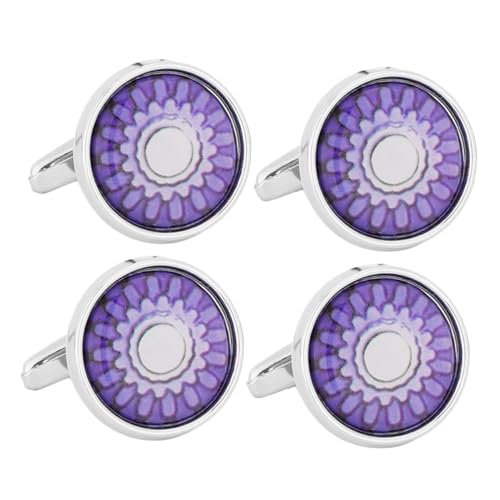 MOKKHNB 2 Paare Blumenmuster Cufflinks Runde Blütenhemdknöpfe Französische Manschetten für Formelle Anlässe Hochwertige Hochzeitsaccessoires von MOKKHNB